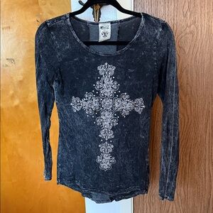 Vocal Black Long Sleeve with Intricate Cross Design